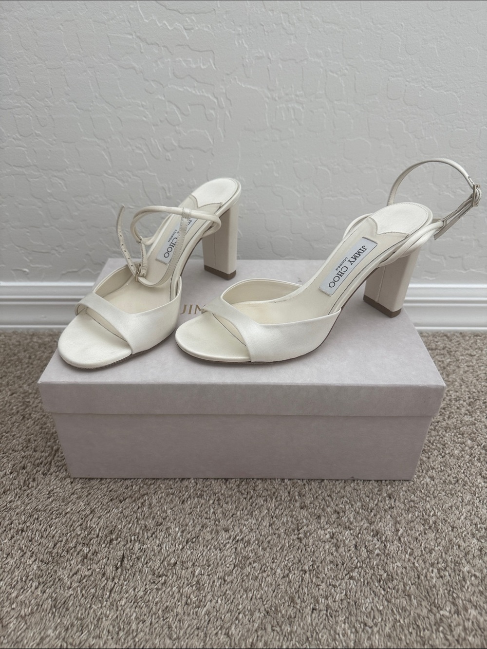 Jimmy Choo Alys Ivory Satin Bridal Heels Size 38 (US 8)